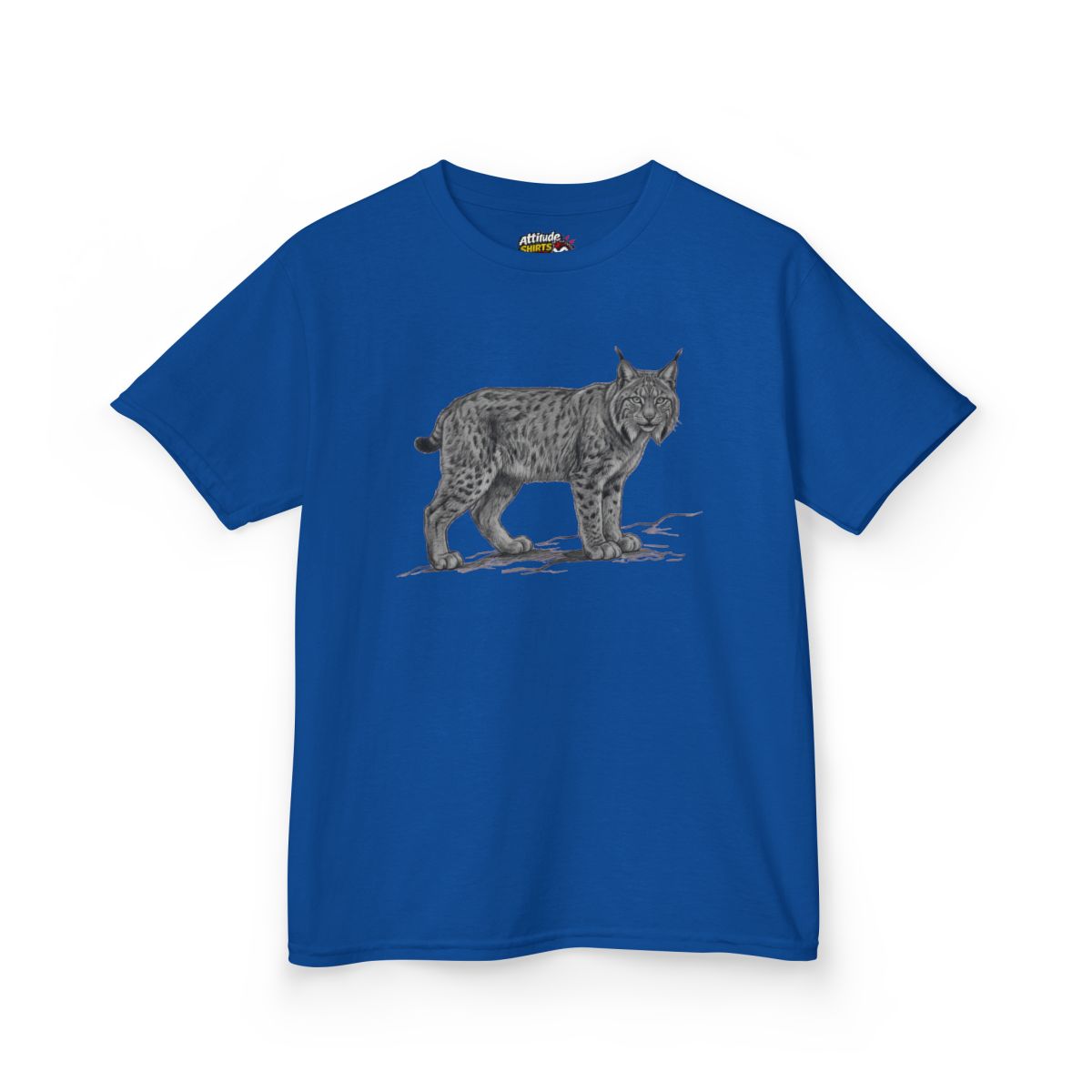 Color: Royal | Pencil Sketch Art Lynx Kids Tee