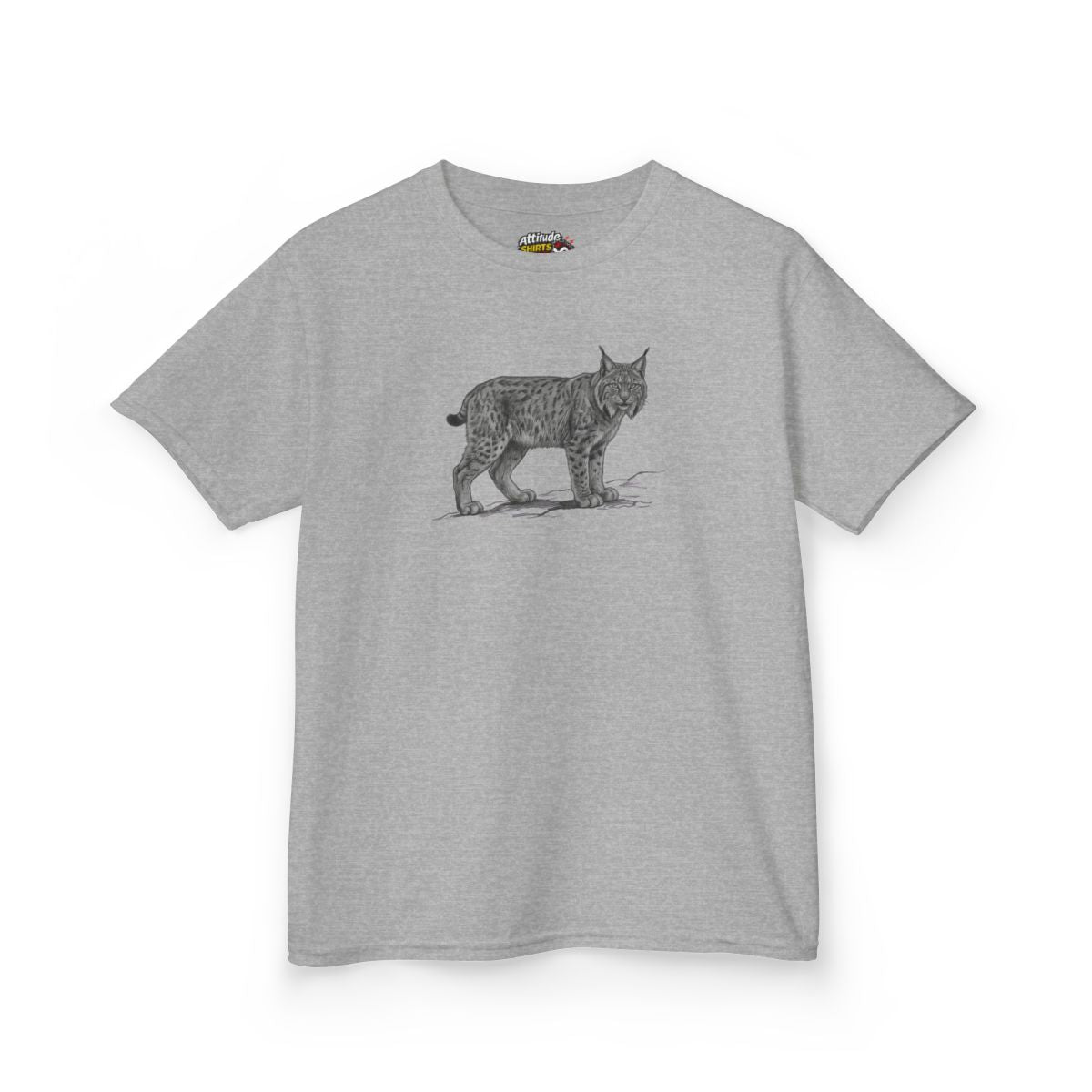 Color: Sport Grey | Pencil Sketch Art Lynx Kids Tee