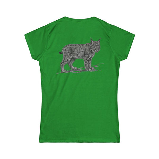 Color: Irish Green | Pencil Sketch Art Lynx Women's Tee