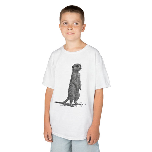 Color: White | Pencil Sketch Art Meerkat Kids Tee