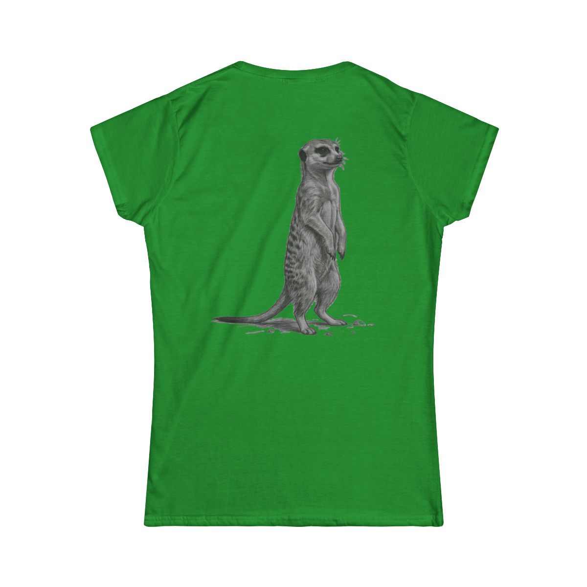 Color: Irish Green | Pencil Sketch Art Meerkat Women's Tee