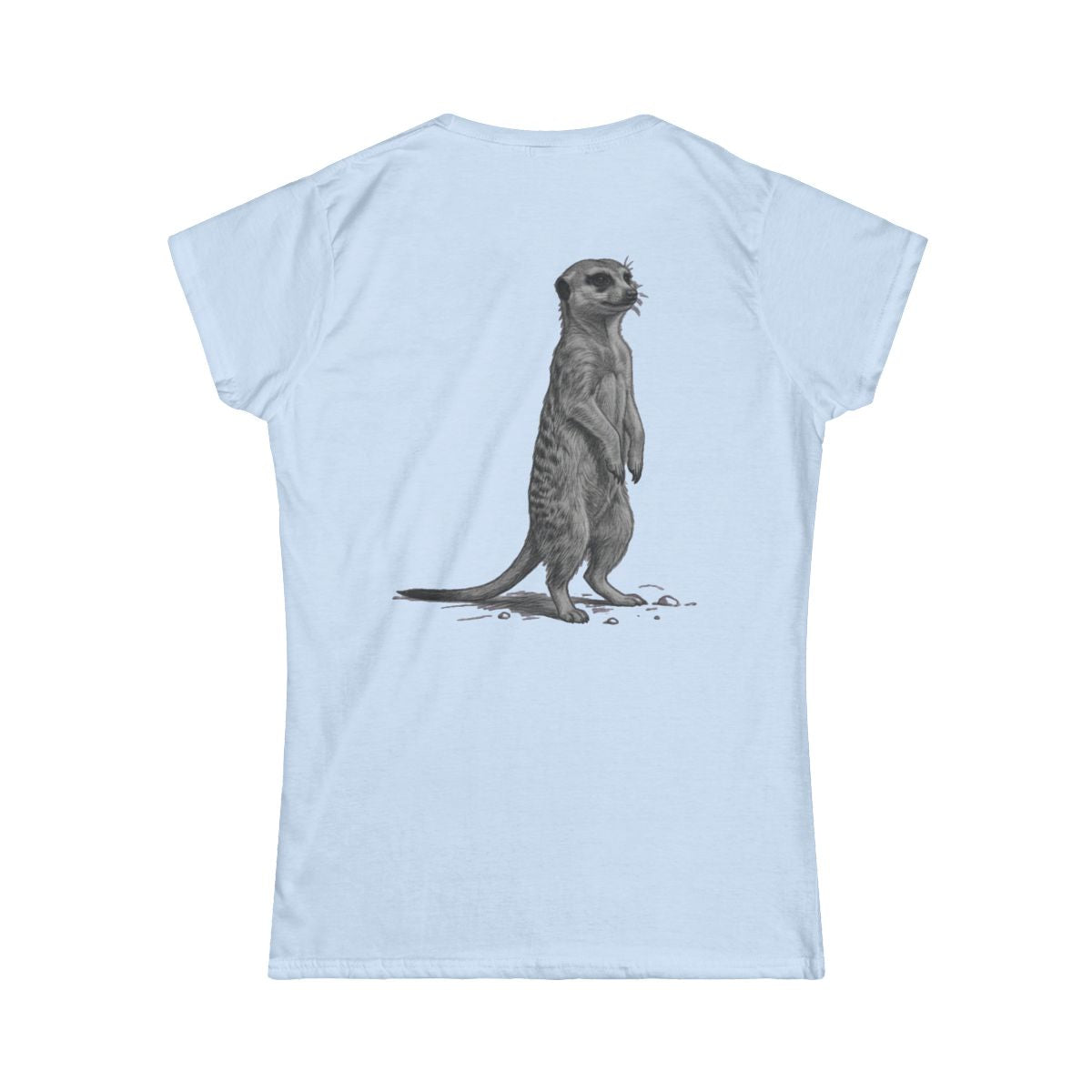 Color: Light Blue | Pencil Sketch Art Meerkat Women's Tee