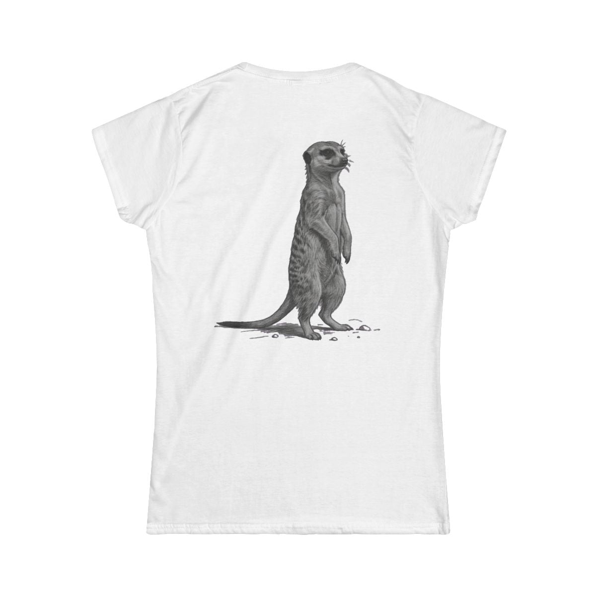 Color: White | Pencil Sketch Art Meerkat Women's Tee