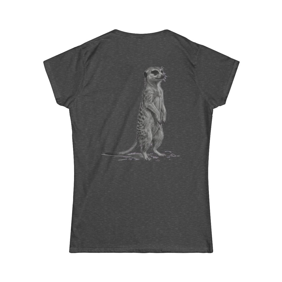 Color: Dark Heather | Pencil Sketch Art Meerkat Women's Tee