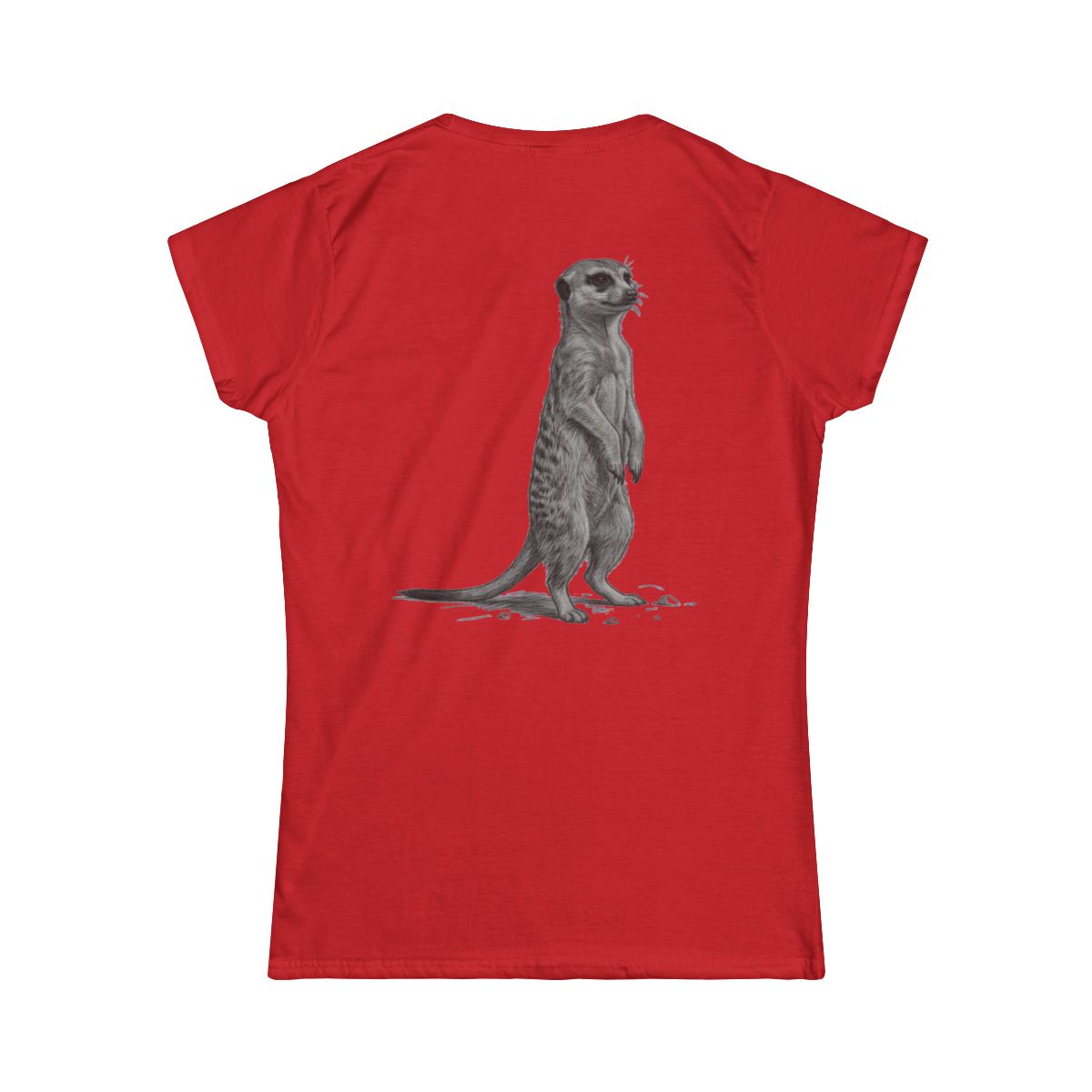 Color: Red | Pencil Sketch Art Meerkat Women's Tee