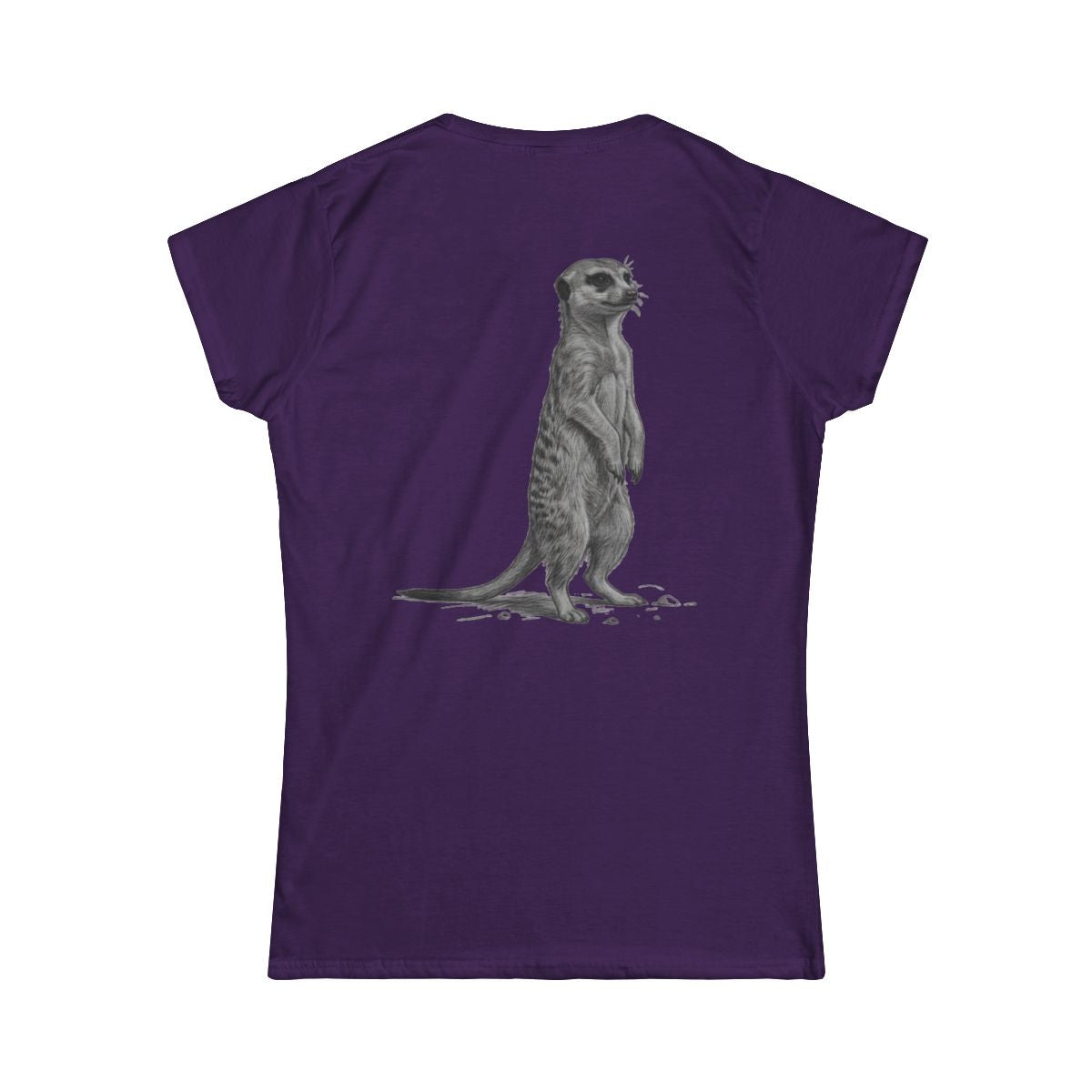 Color: Purple | Pencil Sketch Art Meerkat Women's Tee
