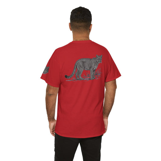 Color: Red | Pencil Sketch Art Mountain Lion Premium Graphic Tee