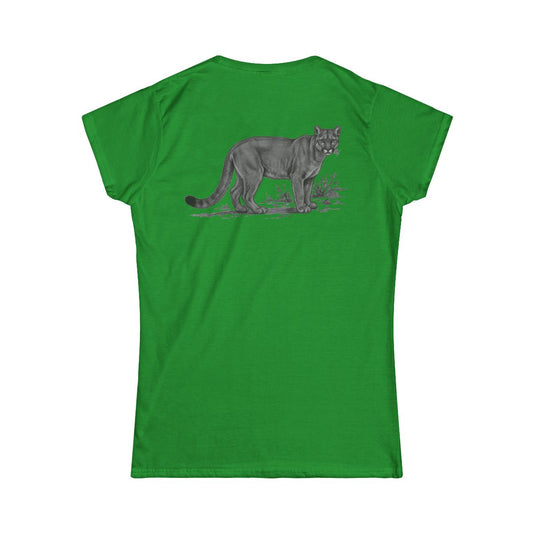 Color: Irish Green | Pencil Sketch Art Mountain Lion Women's Tee