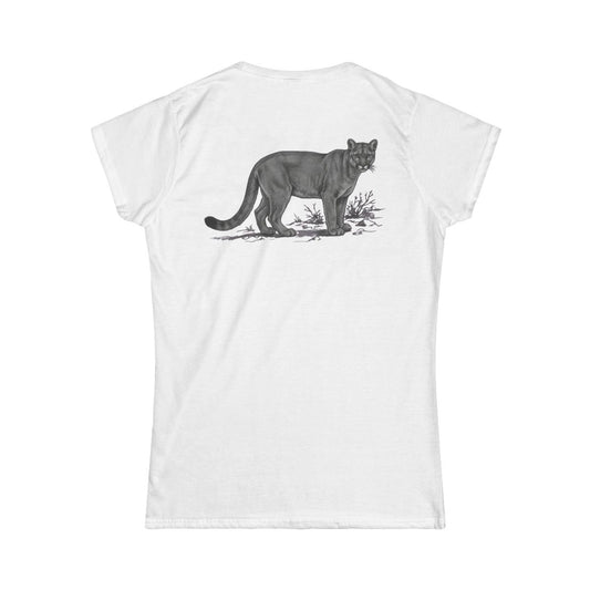 Color: White | Pencil Sketch Art Mountain Lion Women's Tee