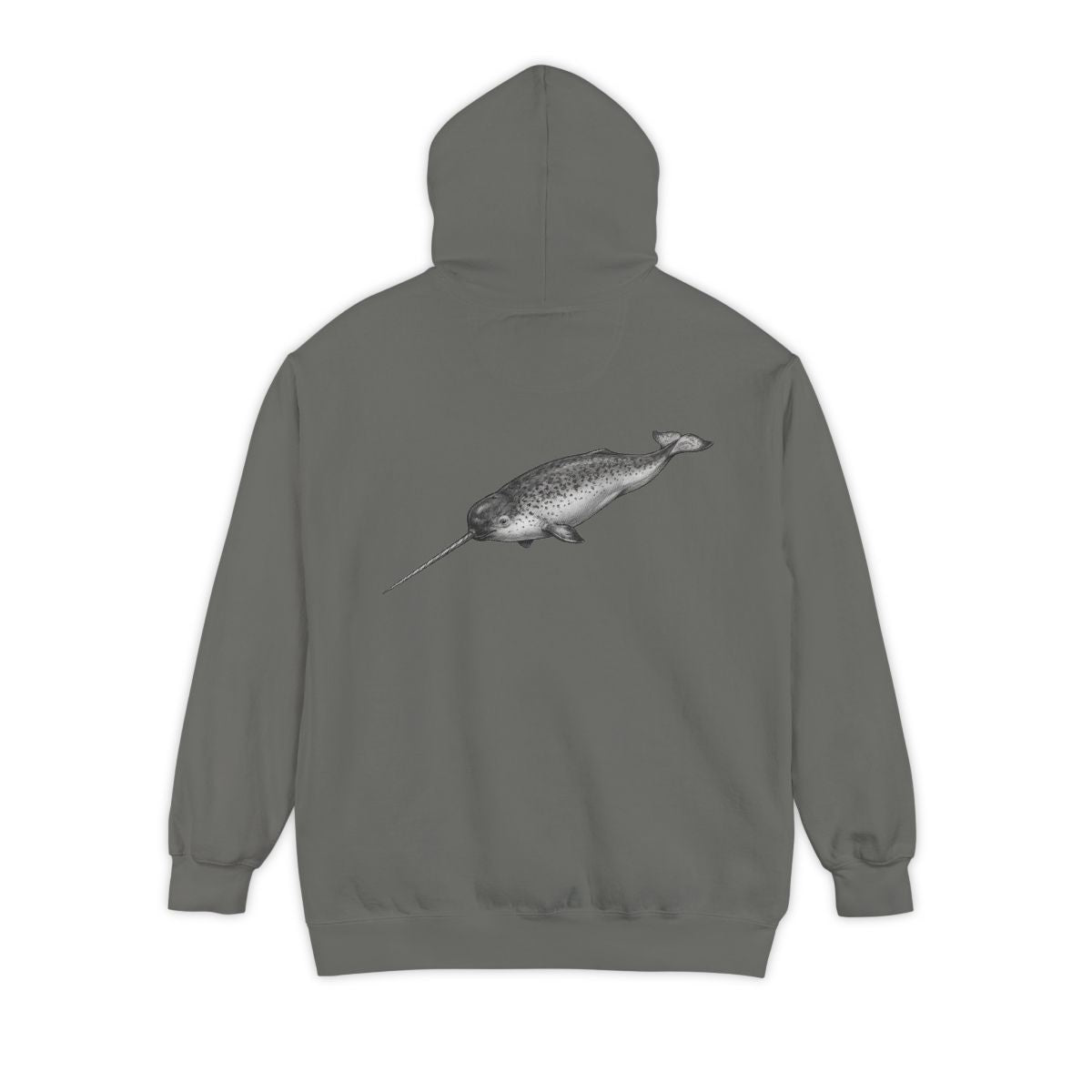 Color: Grey | Pencil Sketch Art Narwhal Garment-Dyed Hoodie