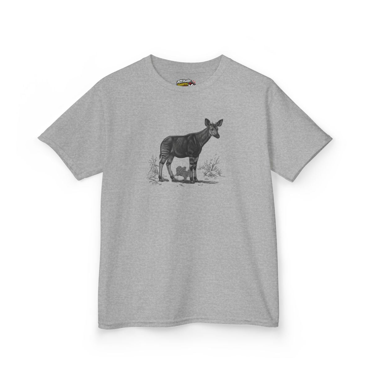 Color: Sport Grey | Pencil Sketch Art Okapi Kids Tee