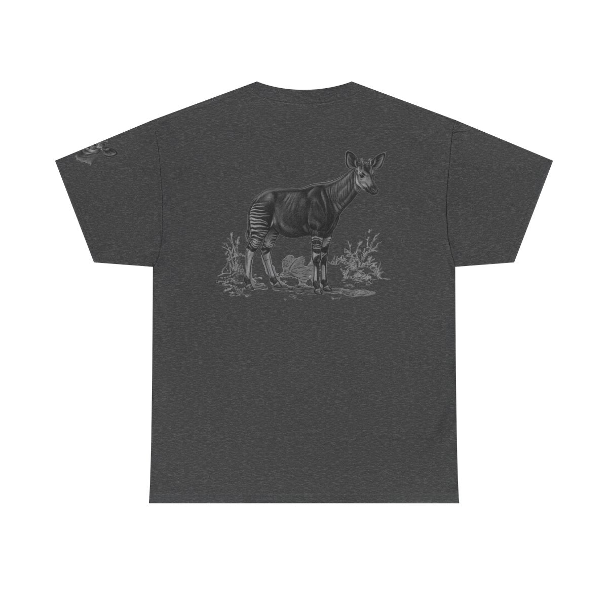 Color: Dark Heather | Pencil Sketch Art Okapi Premium Graphic Tee