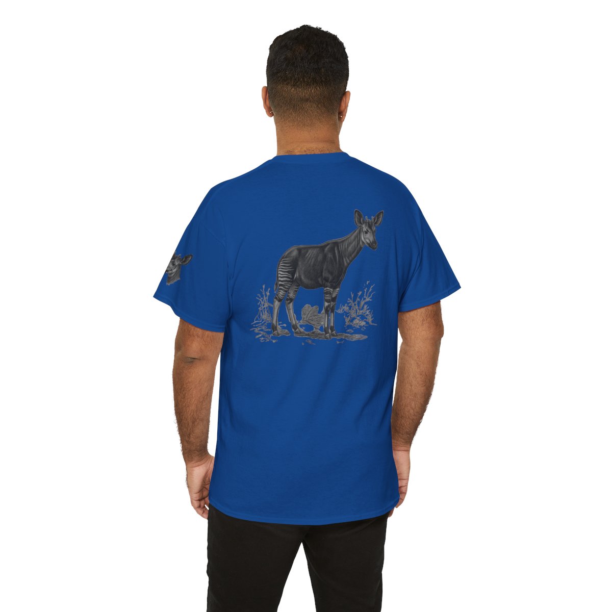 Color: Royal | Pencil Sketch Art Okapi Premium Graphic Tee