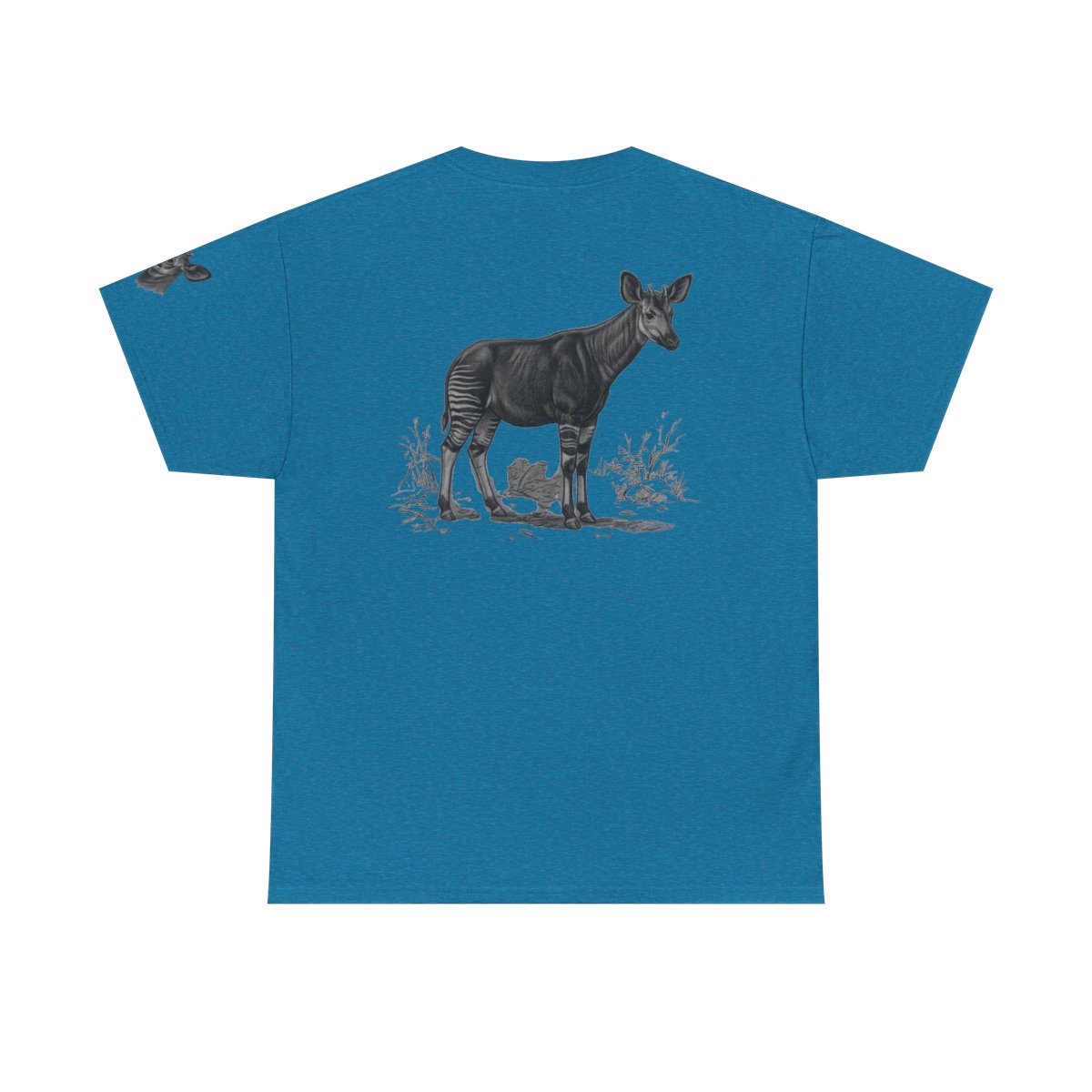 Color: Antique Sapphire | Pencil Sketch Art Okapi Premium Graphic Tee