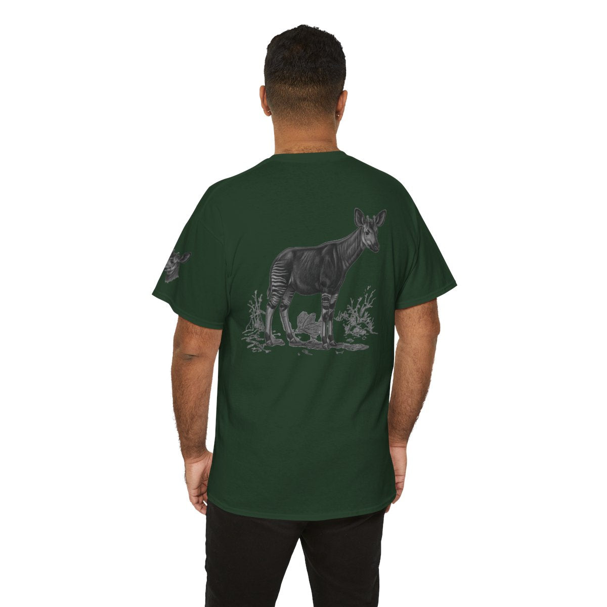 Color: Forest Green | Pencil Sketch Art Okapi Premium Graphic Tee