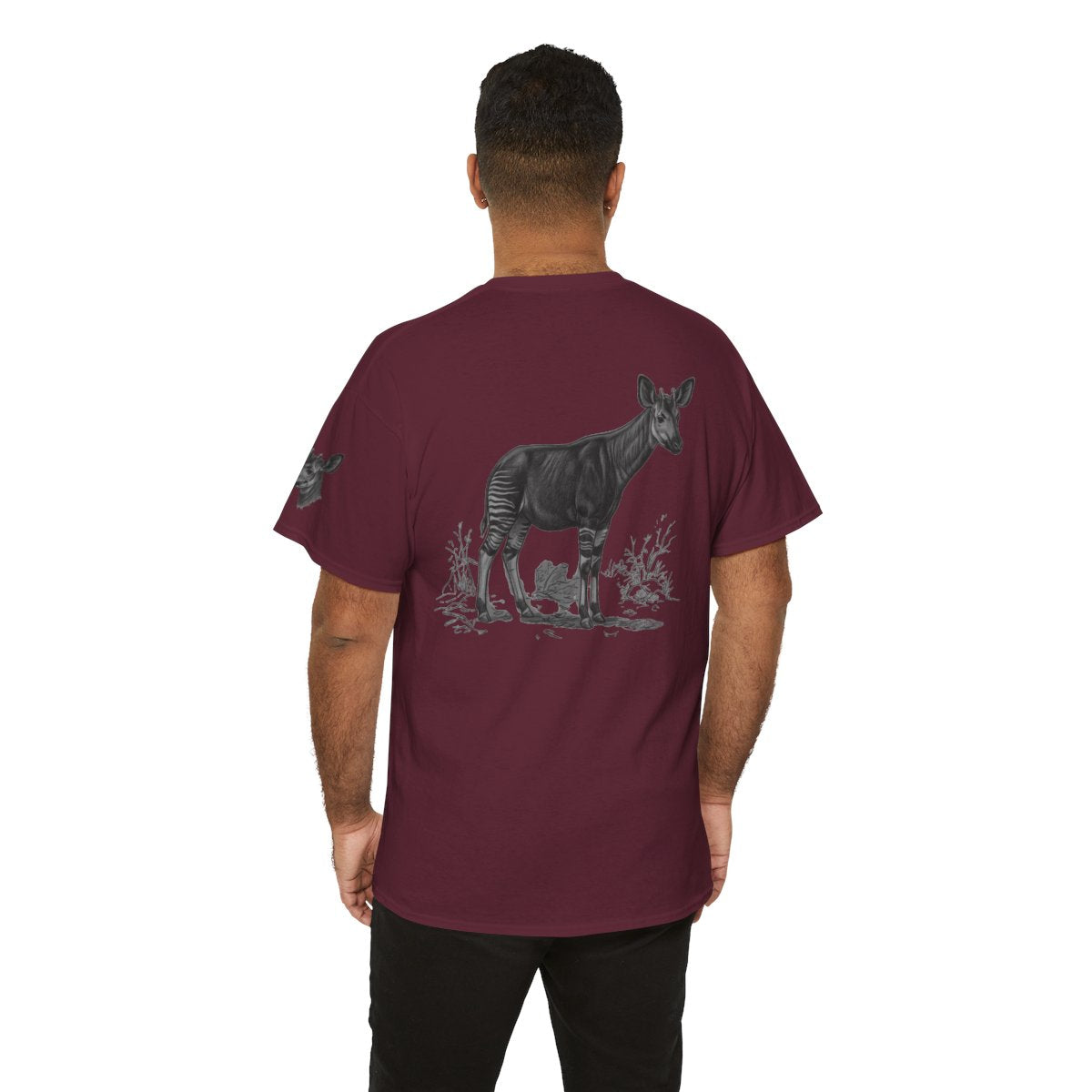 Color: Maroon | Pencil Sketch Art Okapi Premium Graphic Tee