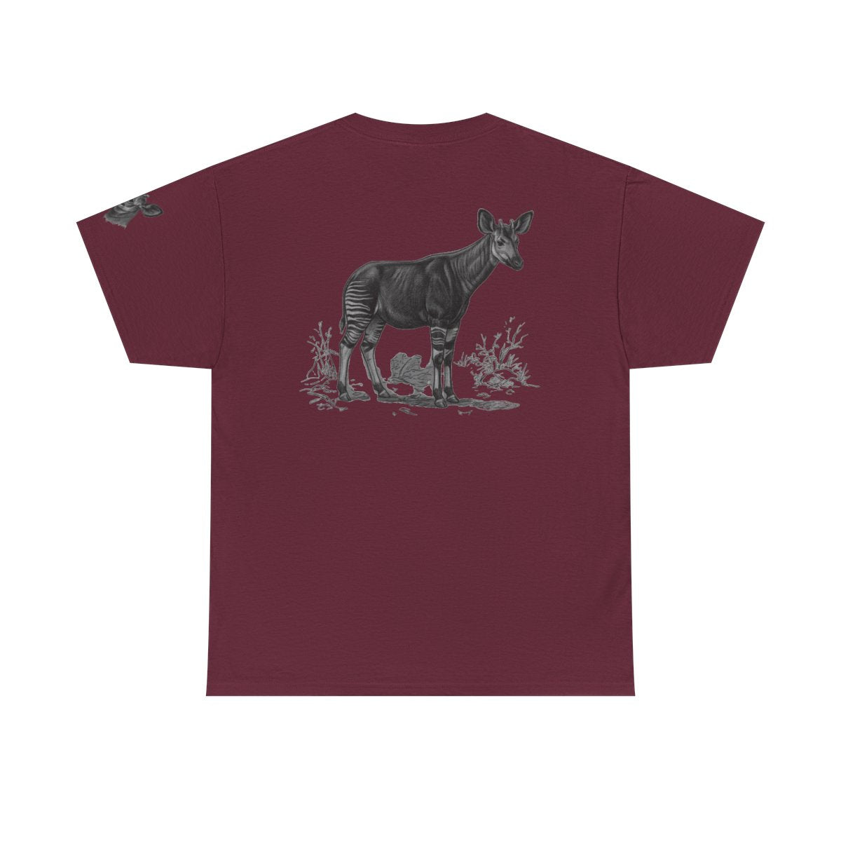 Color: Maroon | Pencil Sketch Art Okapi Premium Graphic Tee