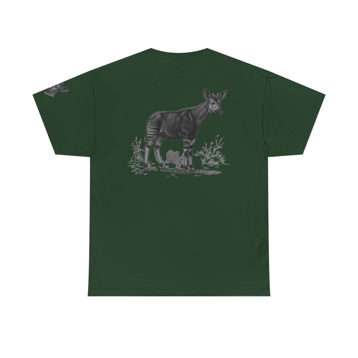 Color: Forest Green | Pencil Sketch Art Okapi Premium Graphic Tee