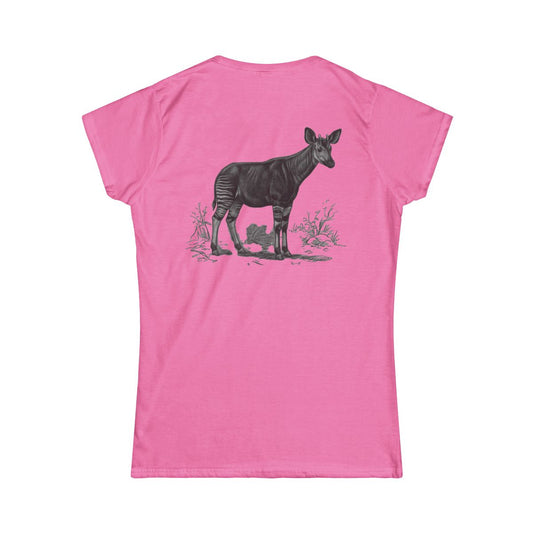 Color: Azalea | Pencil Sketch Art Okapi Women's Tee