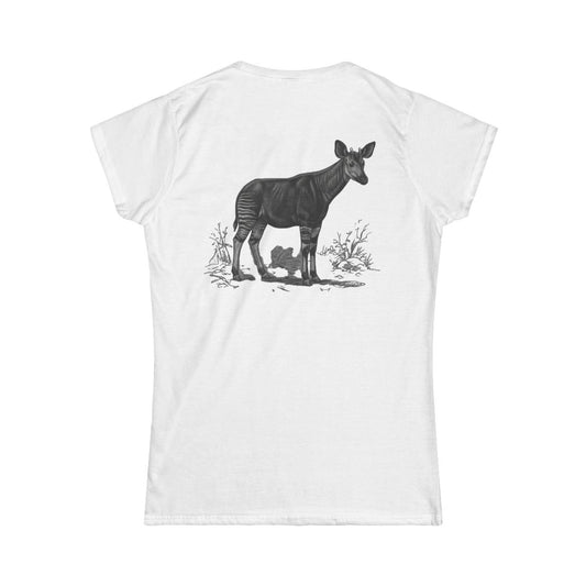 Color: White | Pencil Sketch Art Okapi Women's Tee
