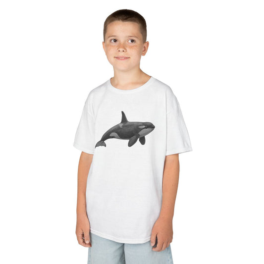 Color: White | Pencil Sketch Art Orca Kids Tee