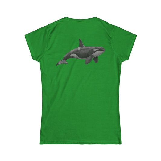 Color: Irish Green | Pencil Sketch Art Orca Women's Tee