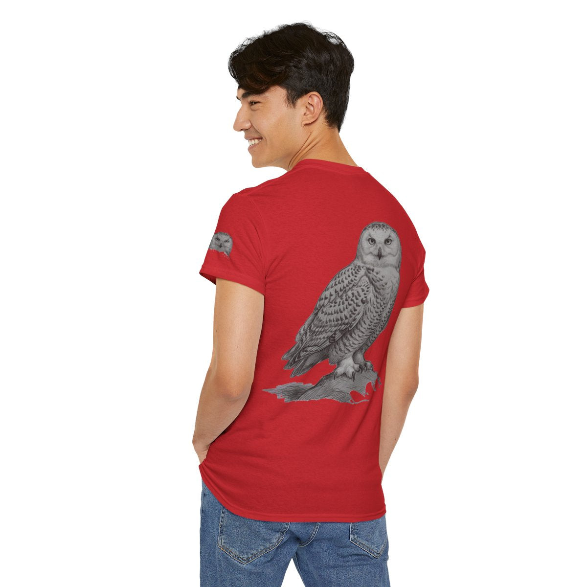 Color: Red | Pencil Sketch Art Owl Premium Graphic Tee