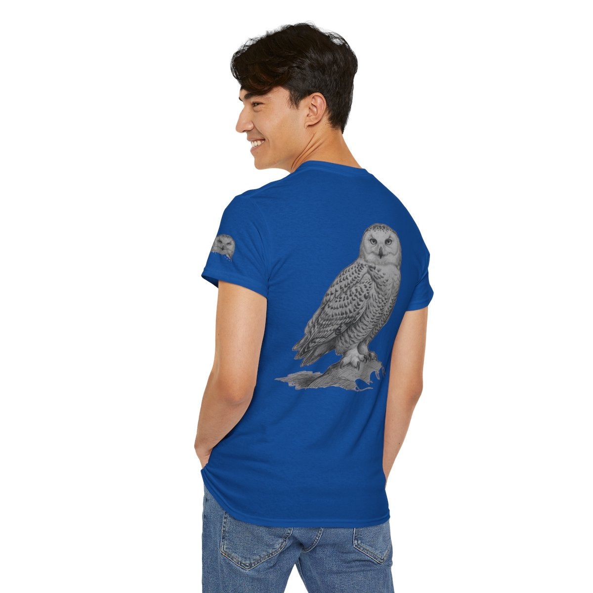 Color: Royal | Pencil Sketch Art Owl Premium Graphic Tee
