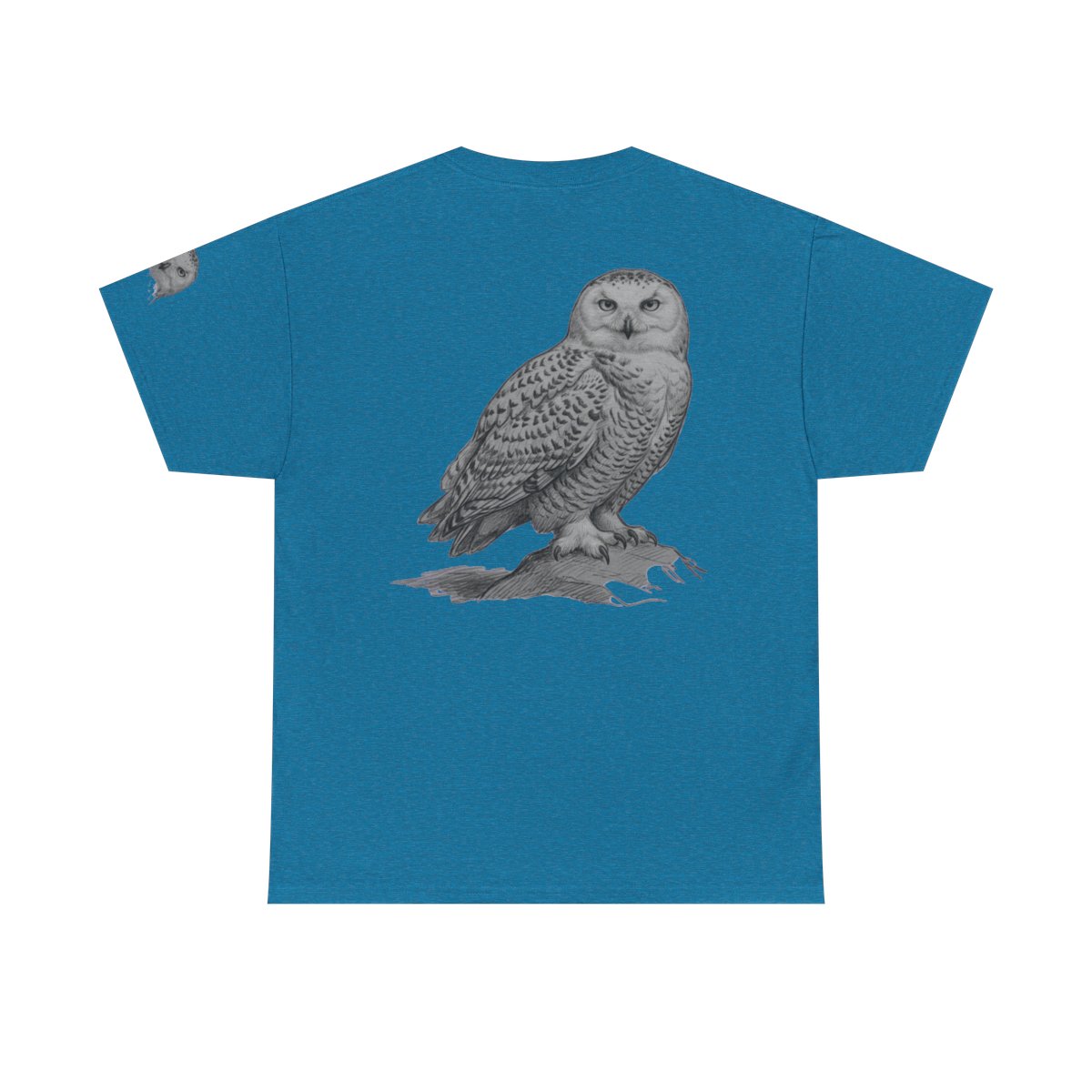 Color: Antique Sapphire | Pencil Sketch Art Owl Premium Graphic Tee
