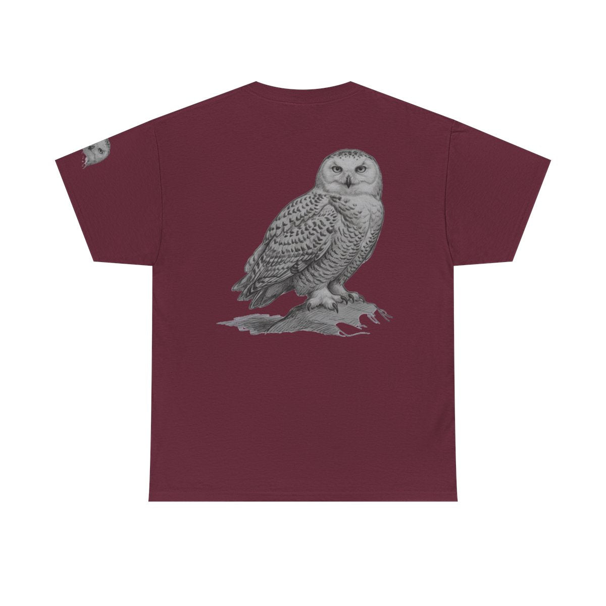 Color: Maroon | Pencil Sketch Art Owl Premium Graphic Tee