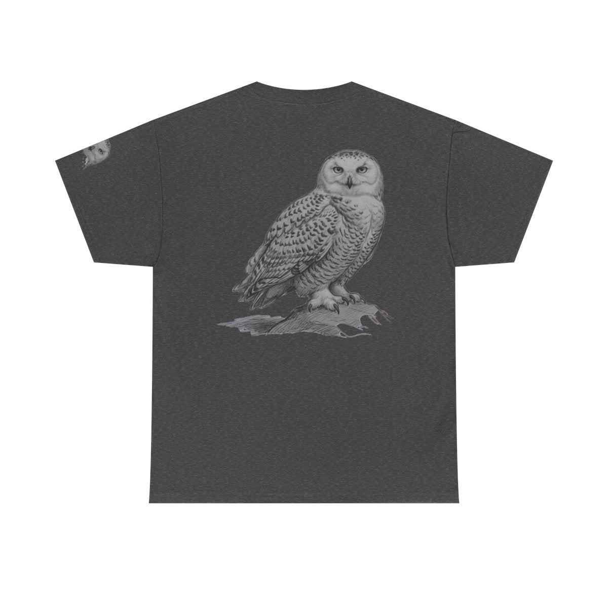 Color: Dark Heather | Pencil Sketch Art Owl Premium Graphic Tee