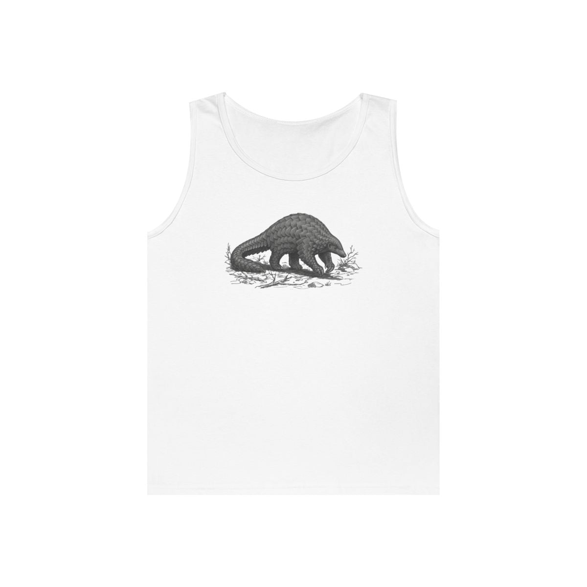 Color: White | Pencil Sketch Art Pangolin Tank Top