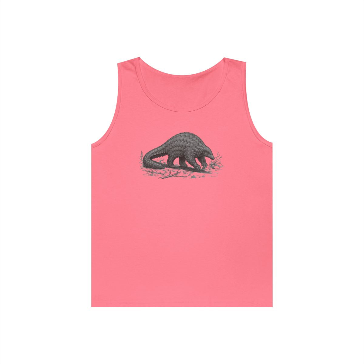 Color: Safety Pink | Pencil Sketch Art Pangolin Tank Top