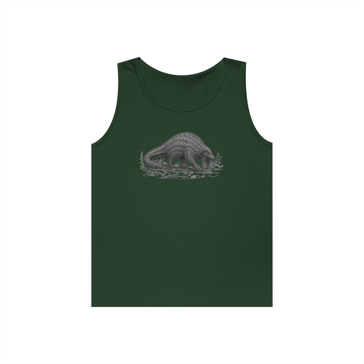 Color: Forest Green | Pencil Sketch Art Pangolin Tank Top
