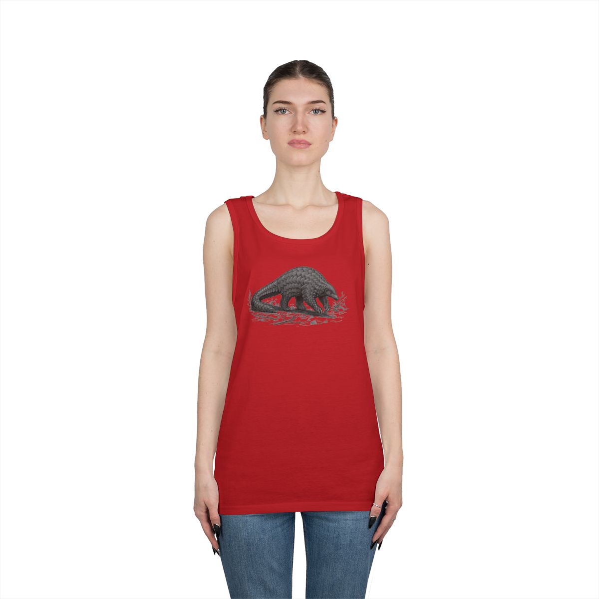 Color: Red | Pencil Sketch Art Pangolin Tank Top