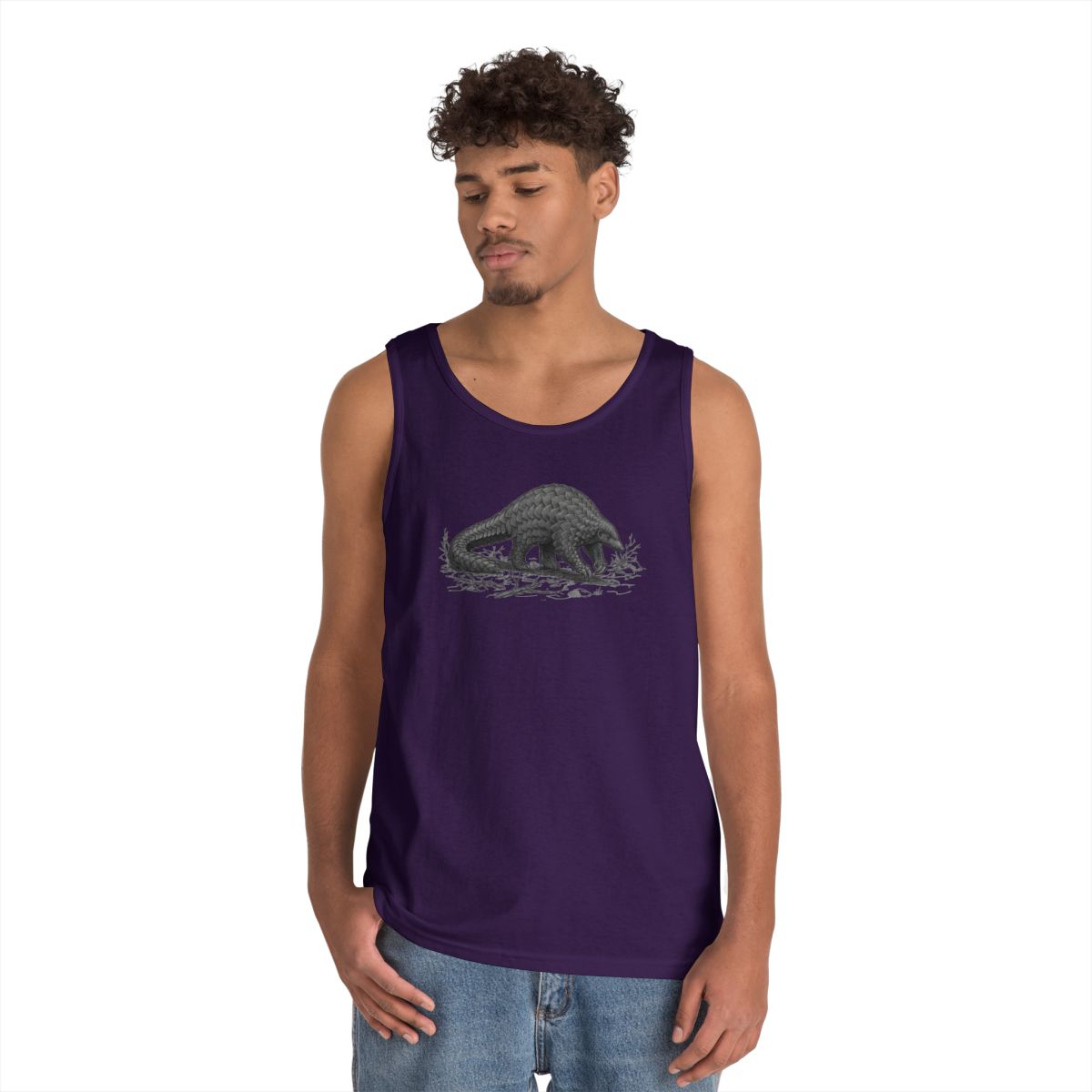 Color: Purple | Pencil Sketch Art Pangolin Tank Top