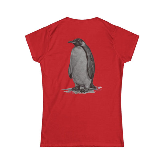Color: Red | Pencil Sketch Art Penguin Women's Tee