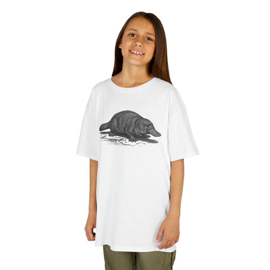 Color: White | Pencil Sketch Art Platypus Kids Tee