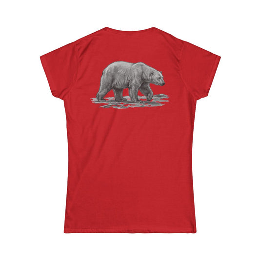 Color: Red | Pencil Sketch Art Polar Bear Women's Tee