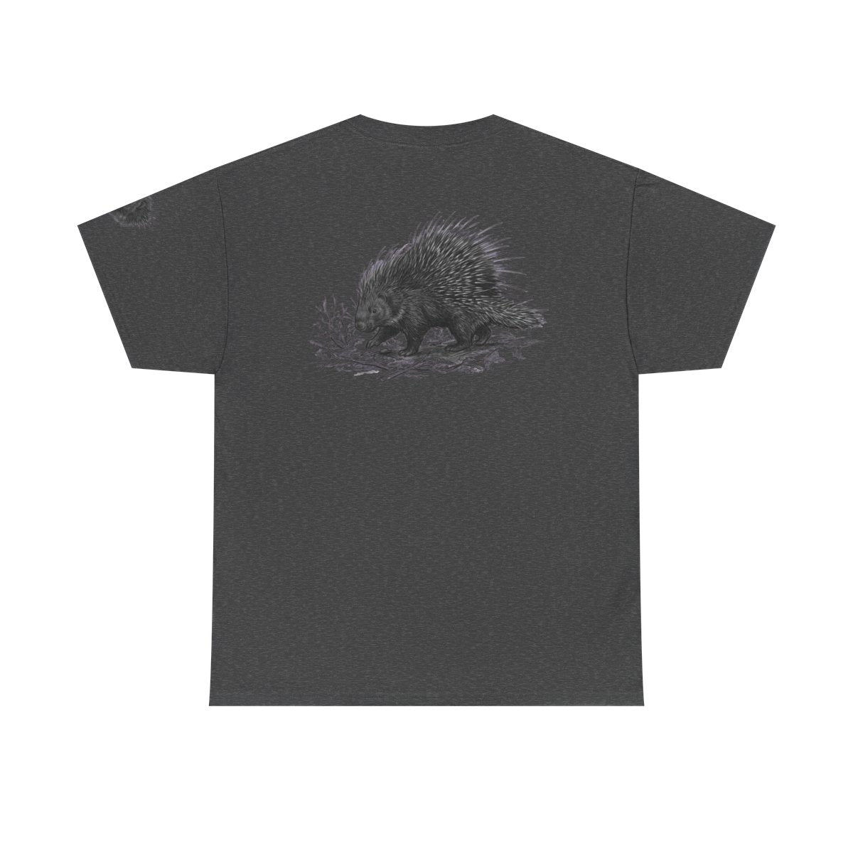 Color: Dark Heather | Pencil Sketch Art Porcupine Premium Graphic Tee