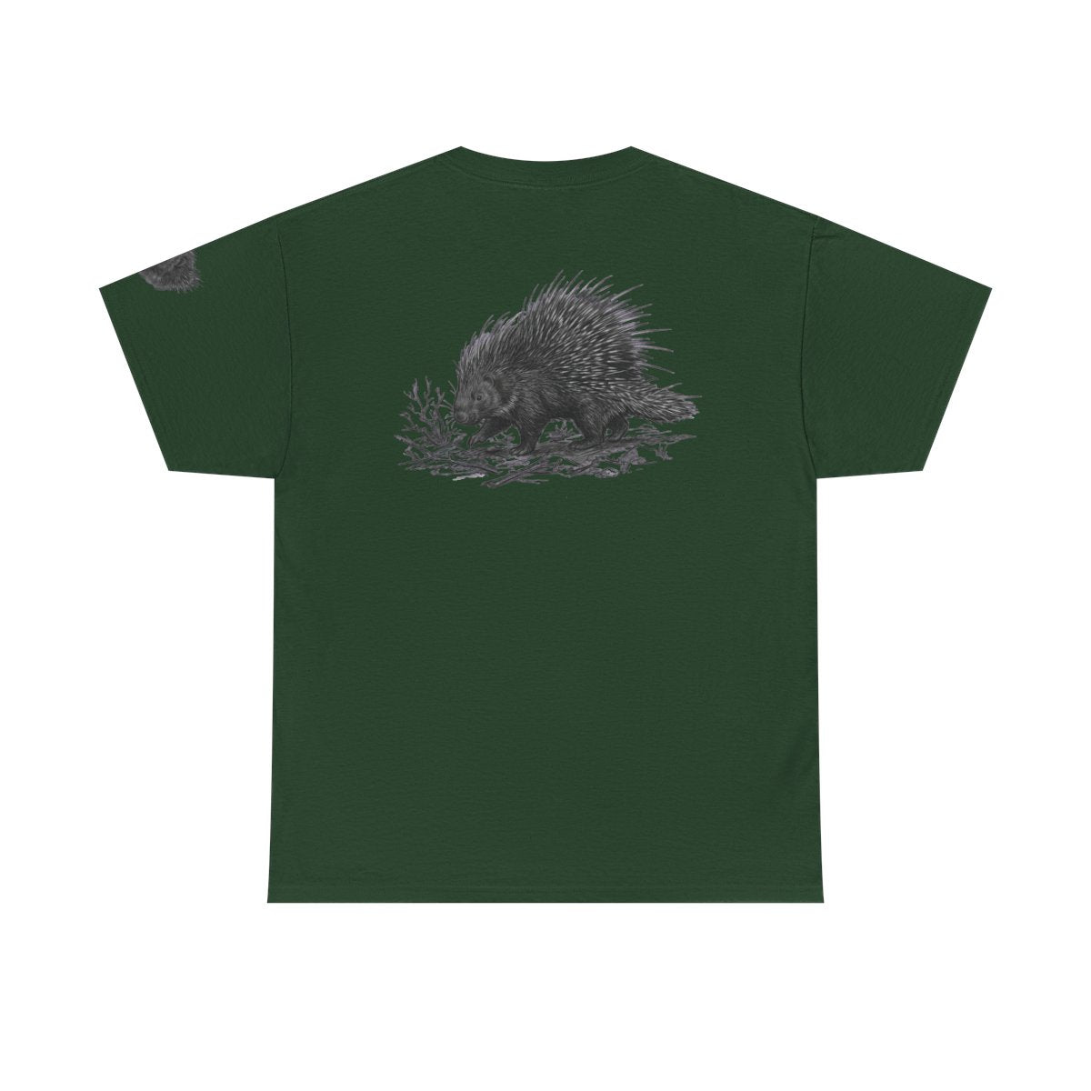 Color: Forest Green | Pencil Sketch Art Porcupine Premium Graphic Tee