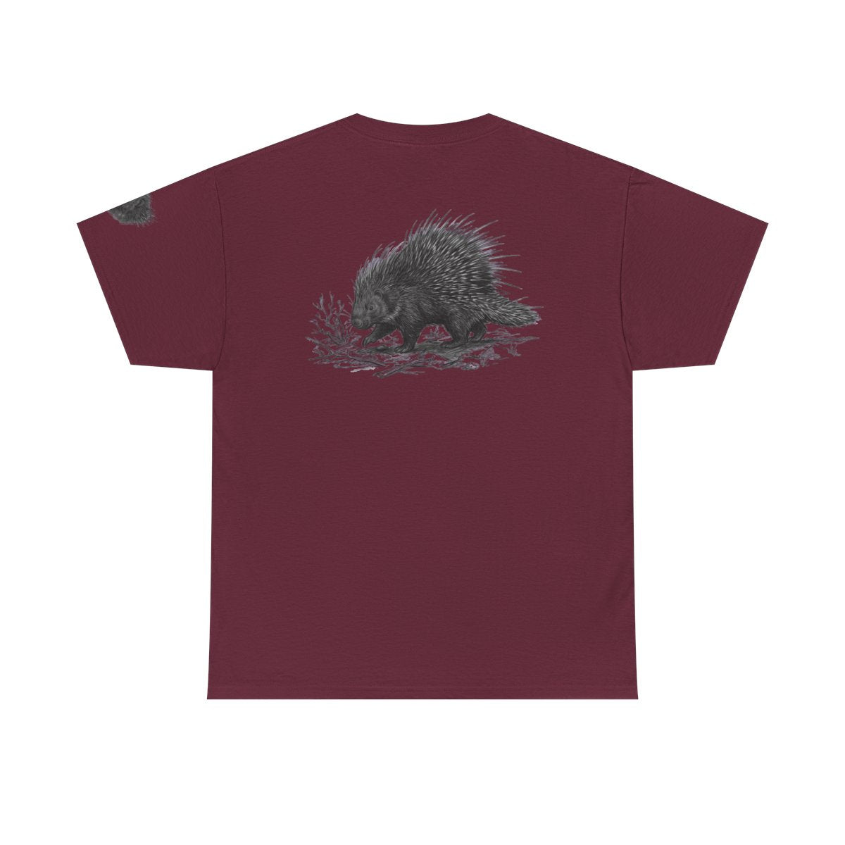 Color: Maroon | Pencil Sketch Art Porcupine Premium Graphic Tee