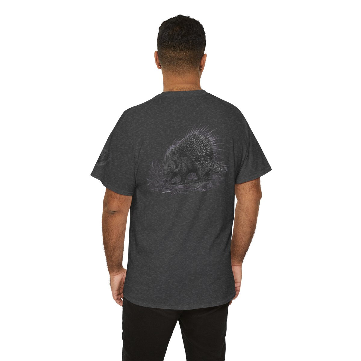 Color: Dark Heather | Pencil Sketch Art Porcupine Premium Graphic Tee
