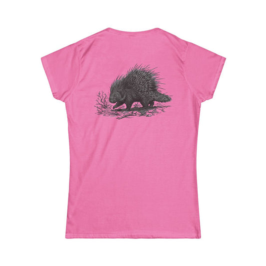 Color: Azalea | Pencil Sketch Art Porcupine Women's Tee