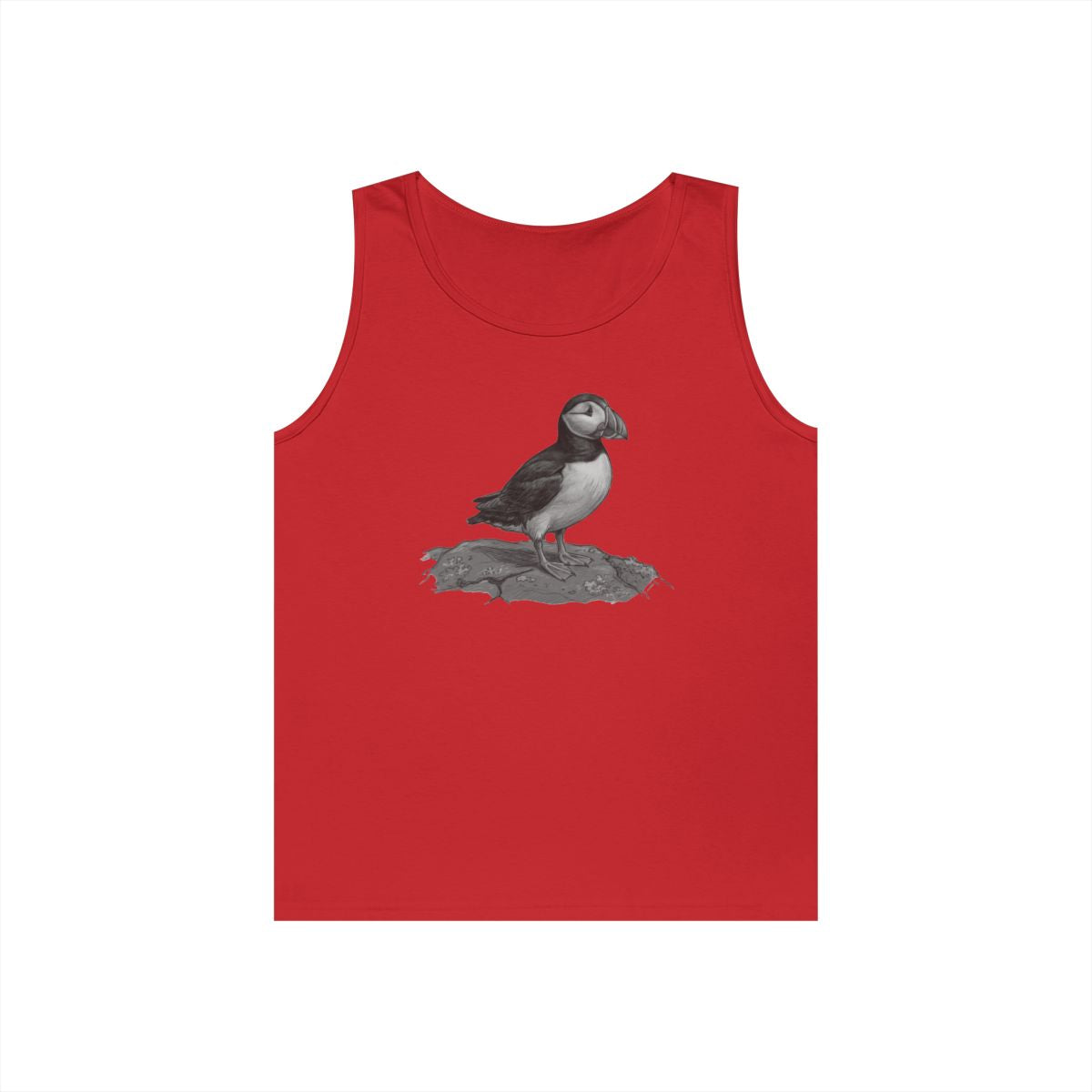 Color: Red | Pencil Sketch Art Puffin Tank Top