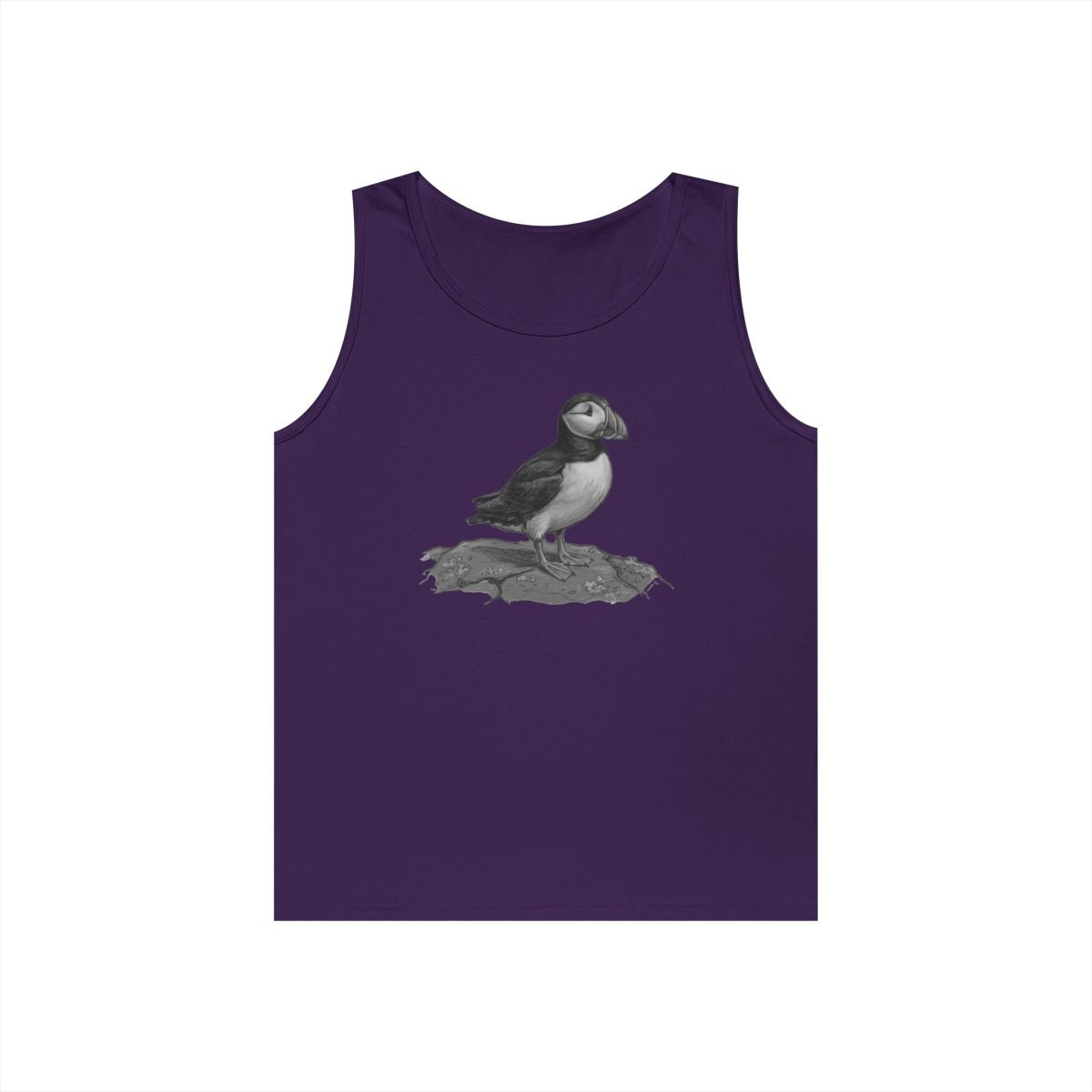 Color: Purple | Pencil Sketch Art Puffin Tank Top