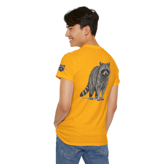 Color: Gold | Pencil Sketch Art Raccoon Premium Graphic Tee