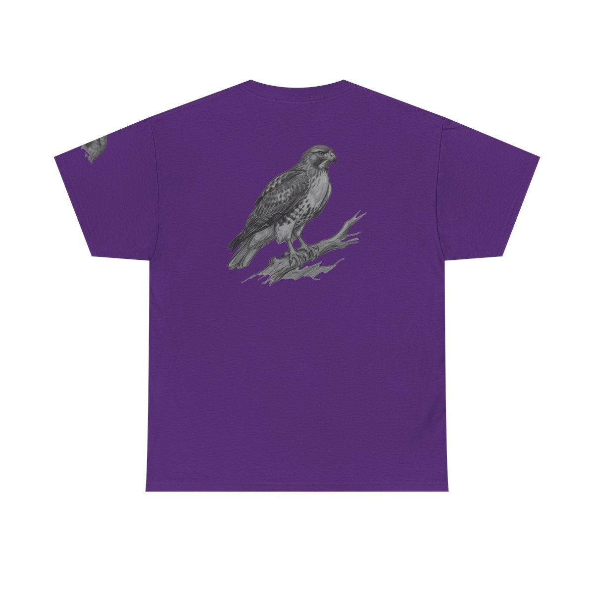 Color: Purple | Pencil Sketch Art Red-Tailed Hawk Premium Graphic Tee
