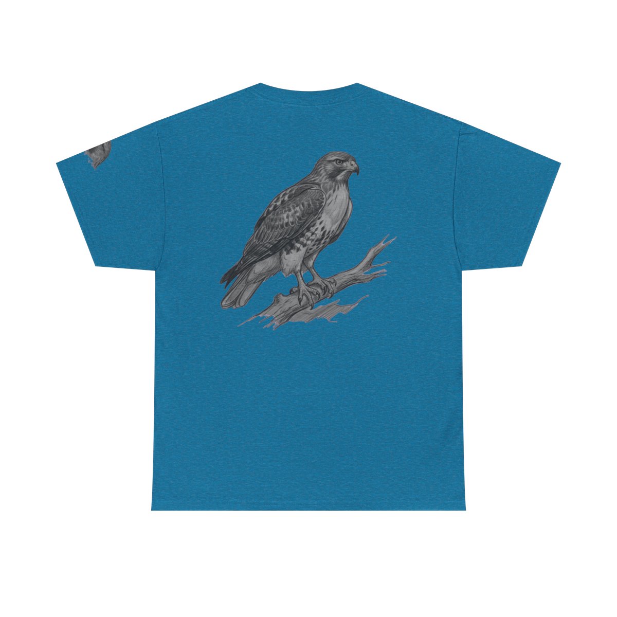 Color: Antique Sapphire | Pencil Sketch Art Red-Tailed Hawk Premium Graphic Tee