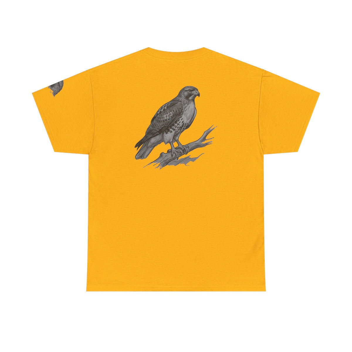 Color: Gold | Pencil Sketch Art Red-Tailed Hawk Premium Graphic Tee